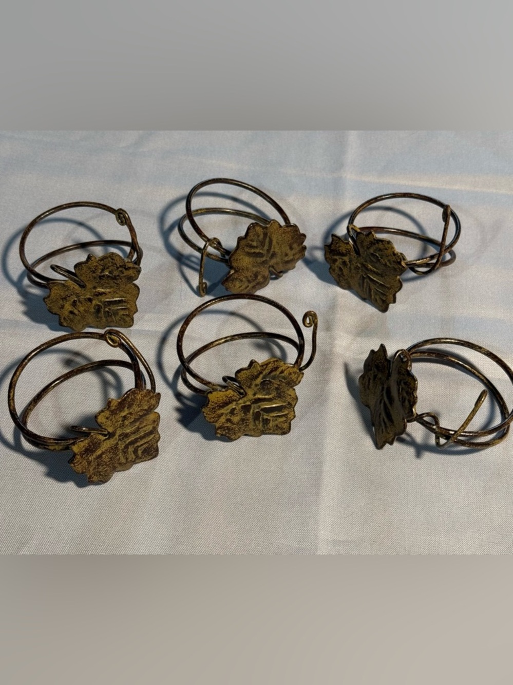 Vintage Metal Leaf Vine Napkin Rings Set Of 6